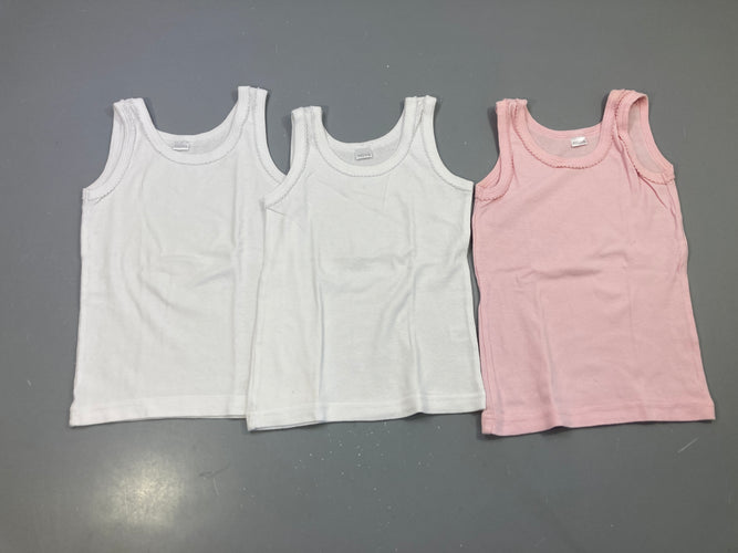 3 Chemisettes s.m blanc et rose, bords festonnés, moins cher chez Petit Kiwi
