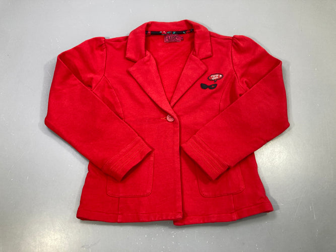 Veste blazer rouge molleton, écusson Paris chic, moins cher chez Petit Kiwi