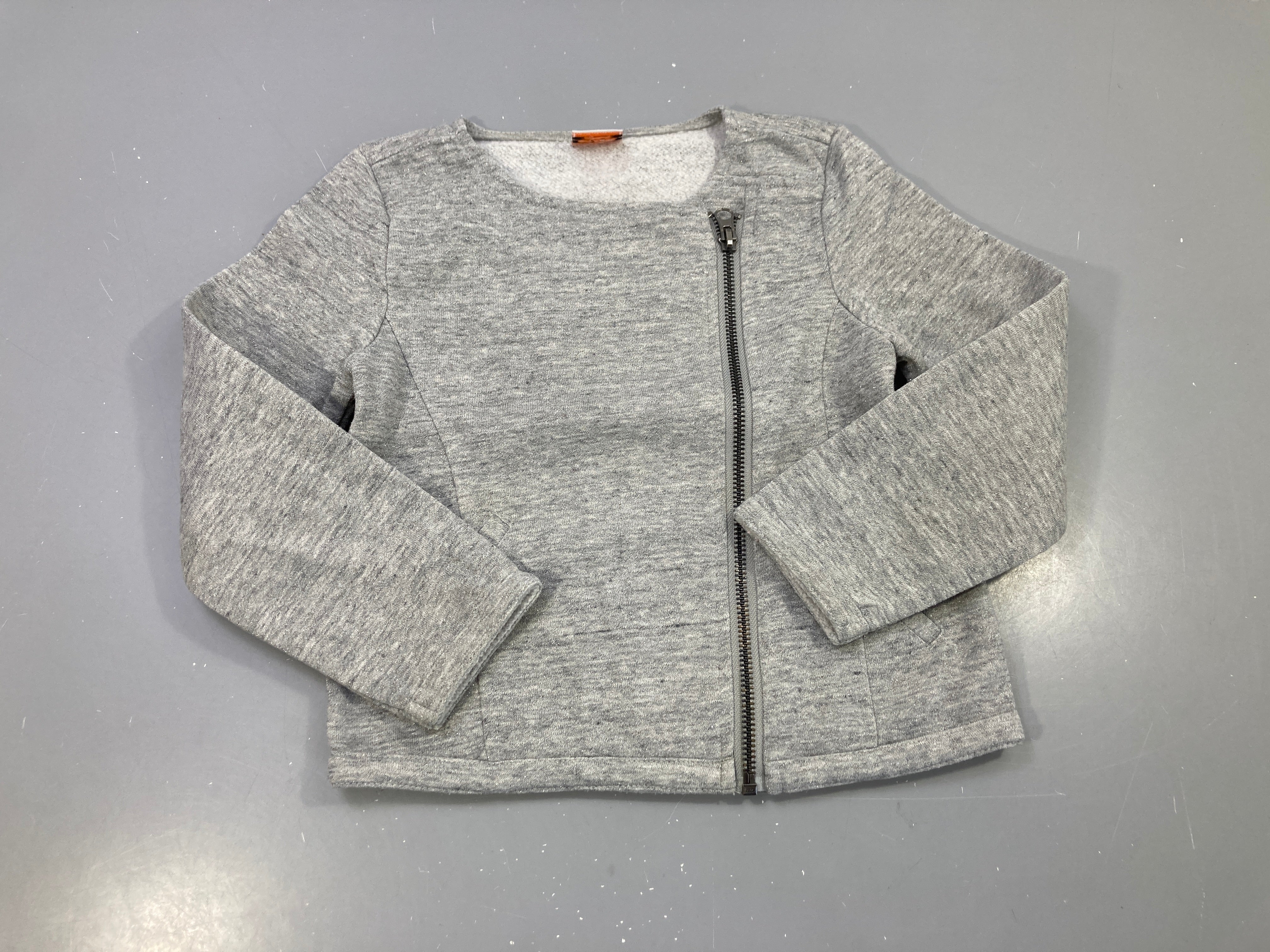 Blaser zippé gris chiné sequins, zip asymétrique Bouloché