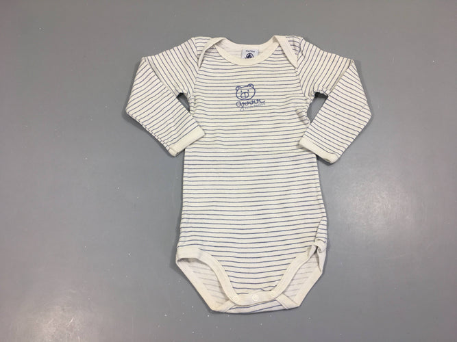 Body m.l blanc rayé bleu ours, moins cher chez Petit Kiwi