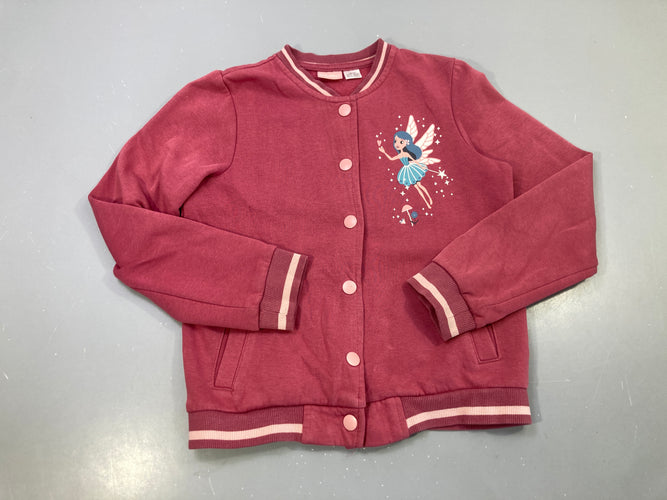 Sweat framboise style bombers, pressions, fée, bords rayés, moins cher chez Petit Kiwi