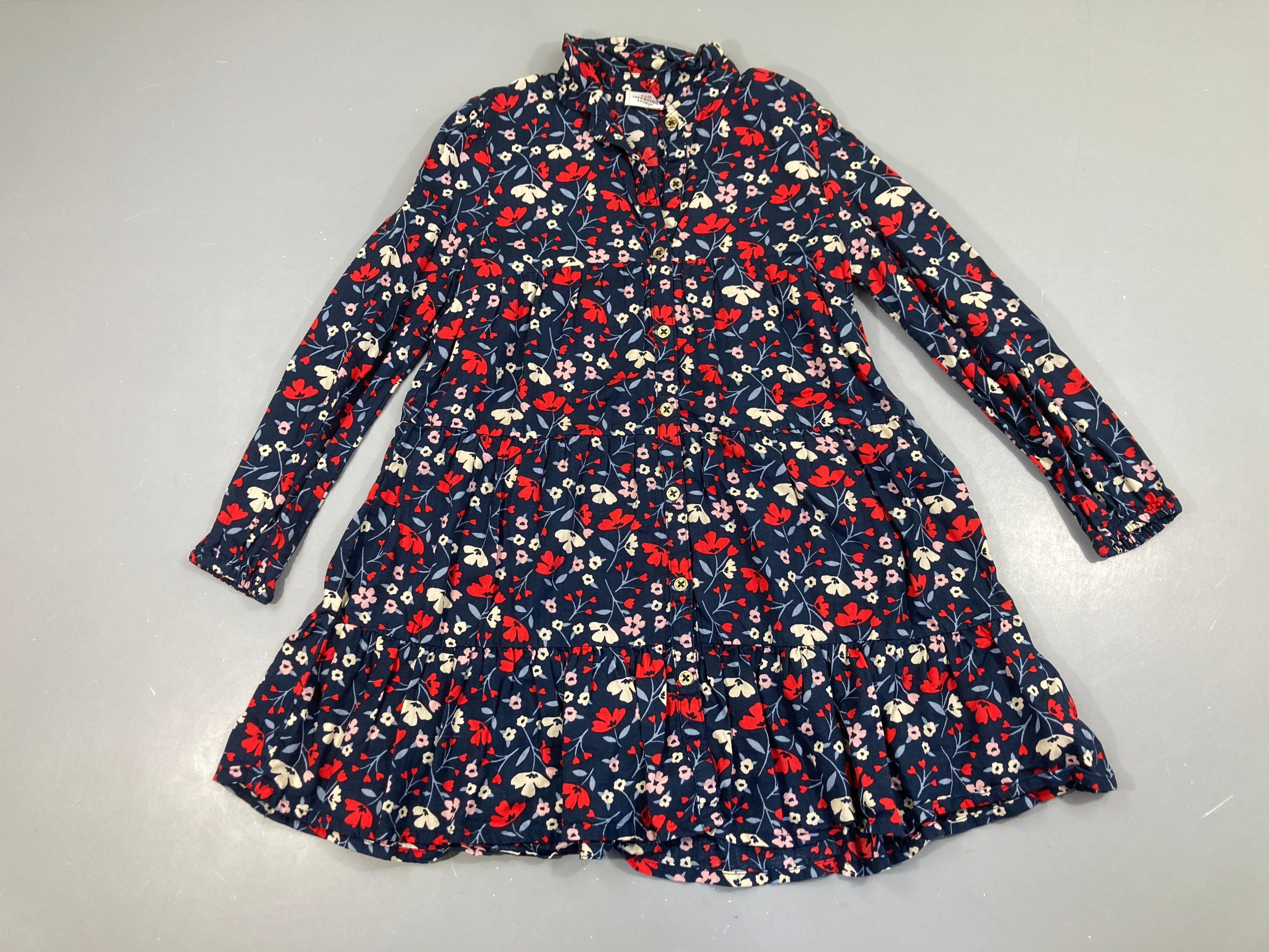 Robe m.l coton bleu fleurs