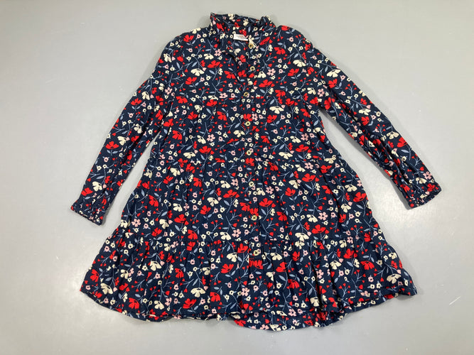 Robe m.l coton bleu fleurs, moins cher chez Petit Kiwi