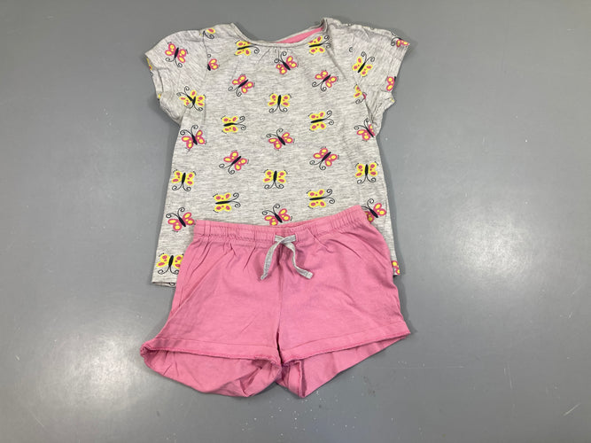 T-shirt m.c gris papillons + short, moins cher chez Petit Kiwi