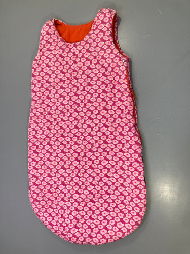 Gigoteuse s.m fuchsia fleurs roses, doublure orange, zippée, Petit pan, moins cher chez Petit Kiwi