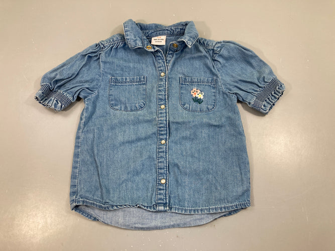Chemisier m.c denim fleur, moins cher chez Petit Kiwi