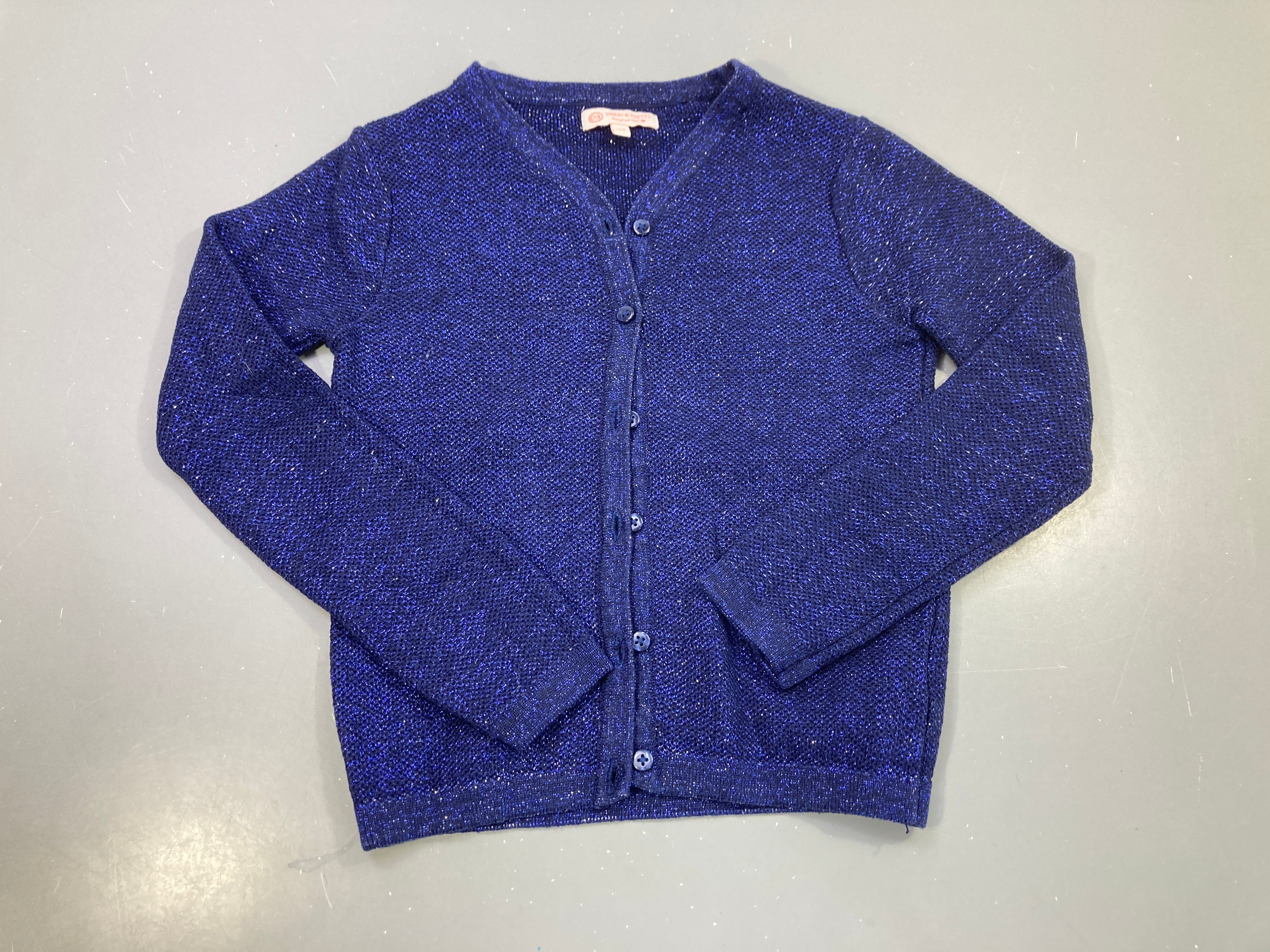 Gilet bleu électrique maille sequins, col V, Smart & Pretty