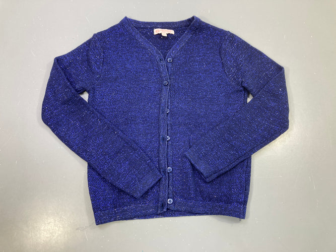 Gilet bleu électrique maille sequins, col V, Smart & Pretty, moins cher chez Petit Kiwi