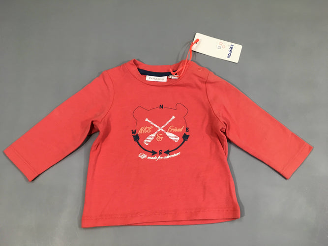 NEUF t-shirt m.l rose ours, moins cher chez Petit Kiwi