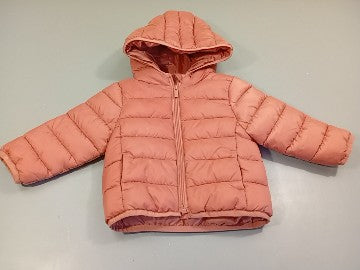 Doudoune zipée à capuche vieux rose, moins cher chez Petit Kiwi