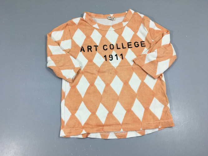 T-shirt m.c écru losanges saumon art college bobo choses, moins cher chez Petit Kiwi