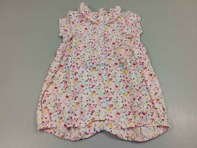 Combishort blanche à fleurs multicolores, moins cher chez Petit Kiwi