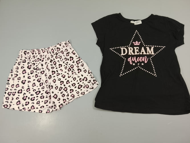 Pyjama 2 pcs jersey BPC noir étoile "Dream" short rose clair tacheté, moins cher chez Petit Kiwi