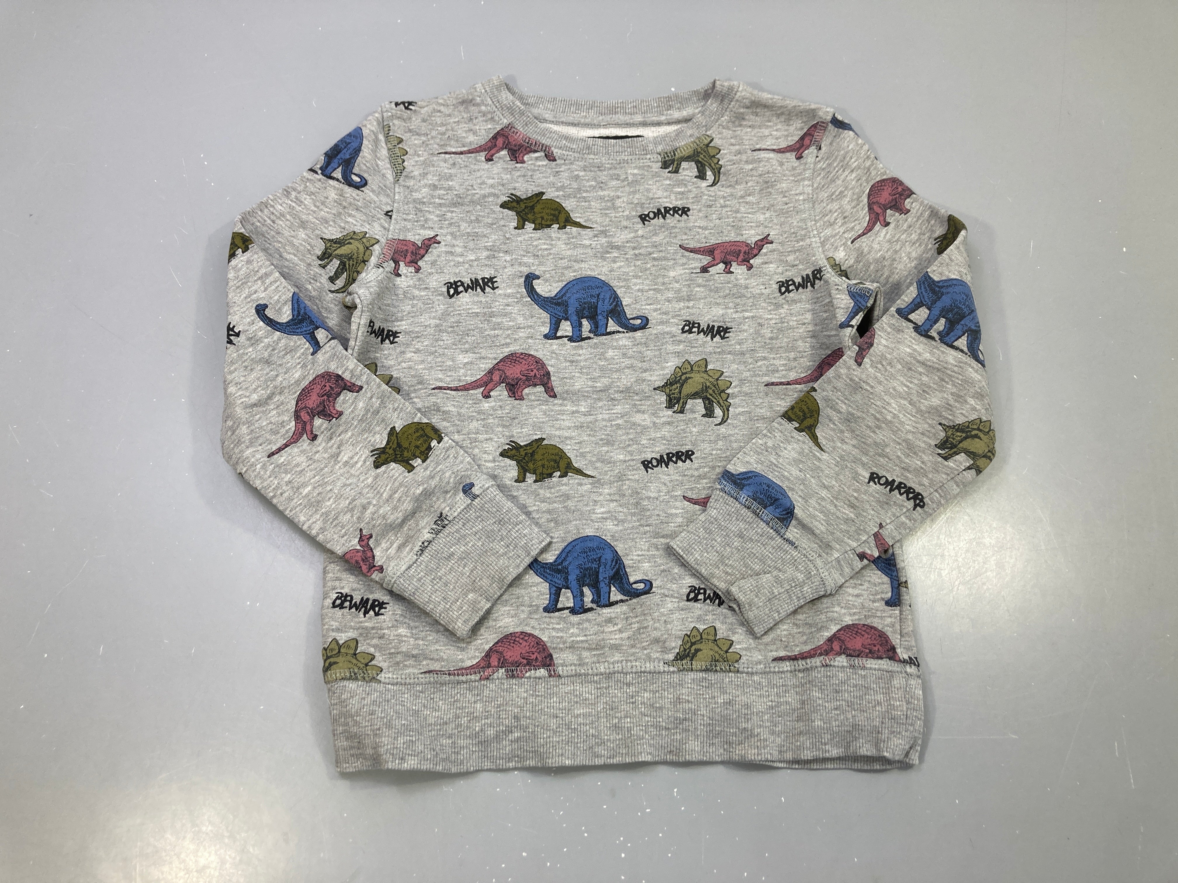 Sweat gris chiné dinosaures