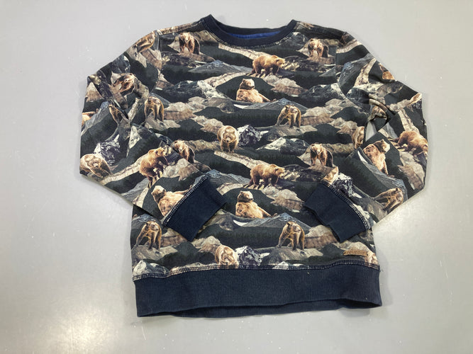 Sweat bleu marine ours et montagnes, moins cher chez Petit Kiwi