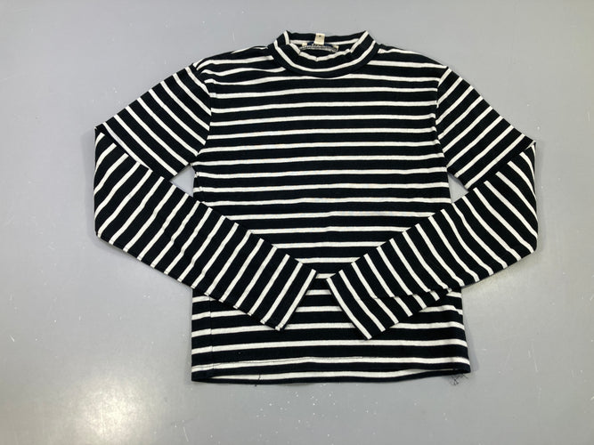 T-shirt m.l col montant noir rayé blanc, moins cher chez Petit Kiwi