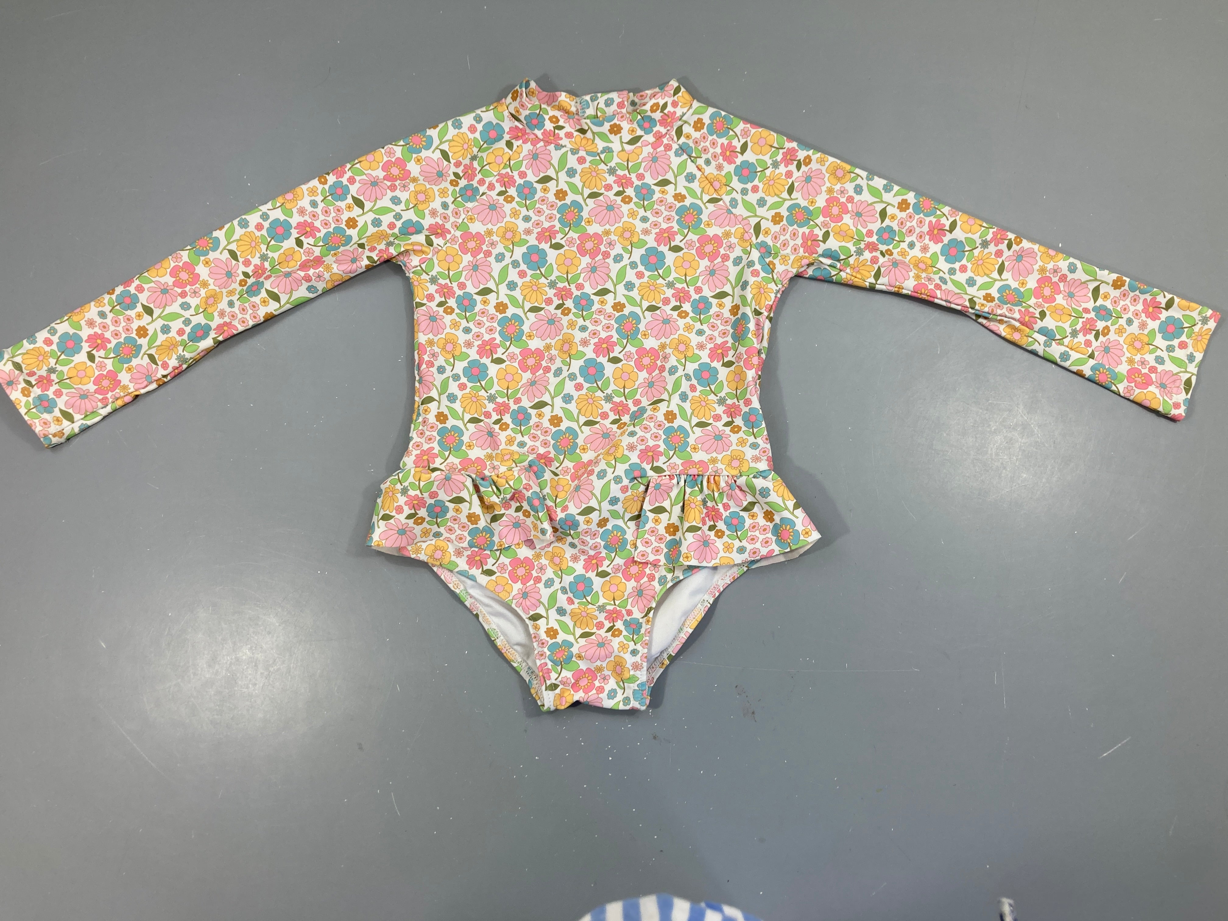Maillot ml blanc fleurs