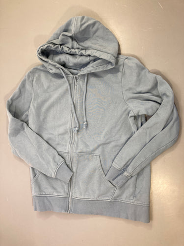 Sweat zippé capuche bleu gris délavé, molleton, moins cher chez Petit Kiwi
