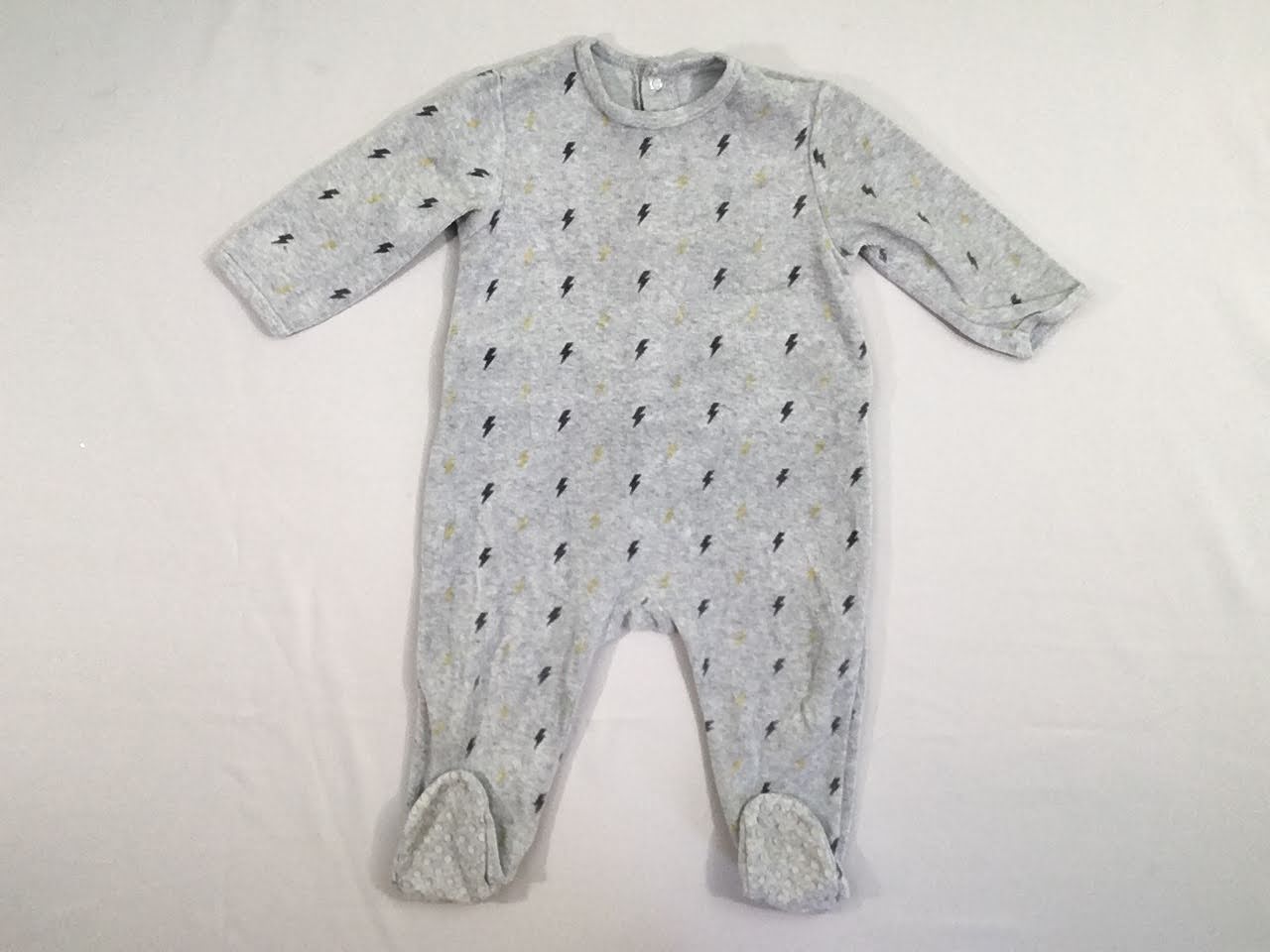 Pyjama velours gris chiné éclairs