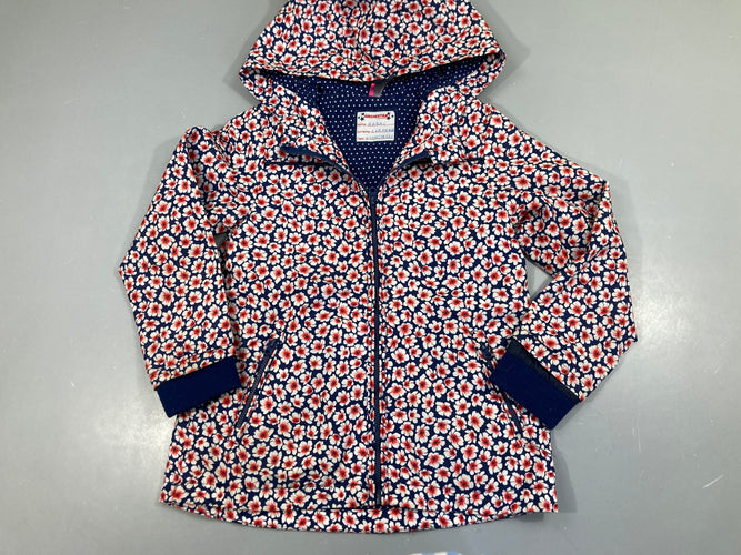 Veste coupe-vent bleu foncé fleurs, moins cher chez Petit Kiwi