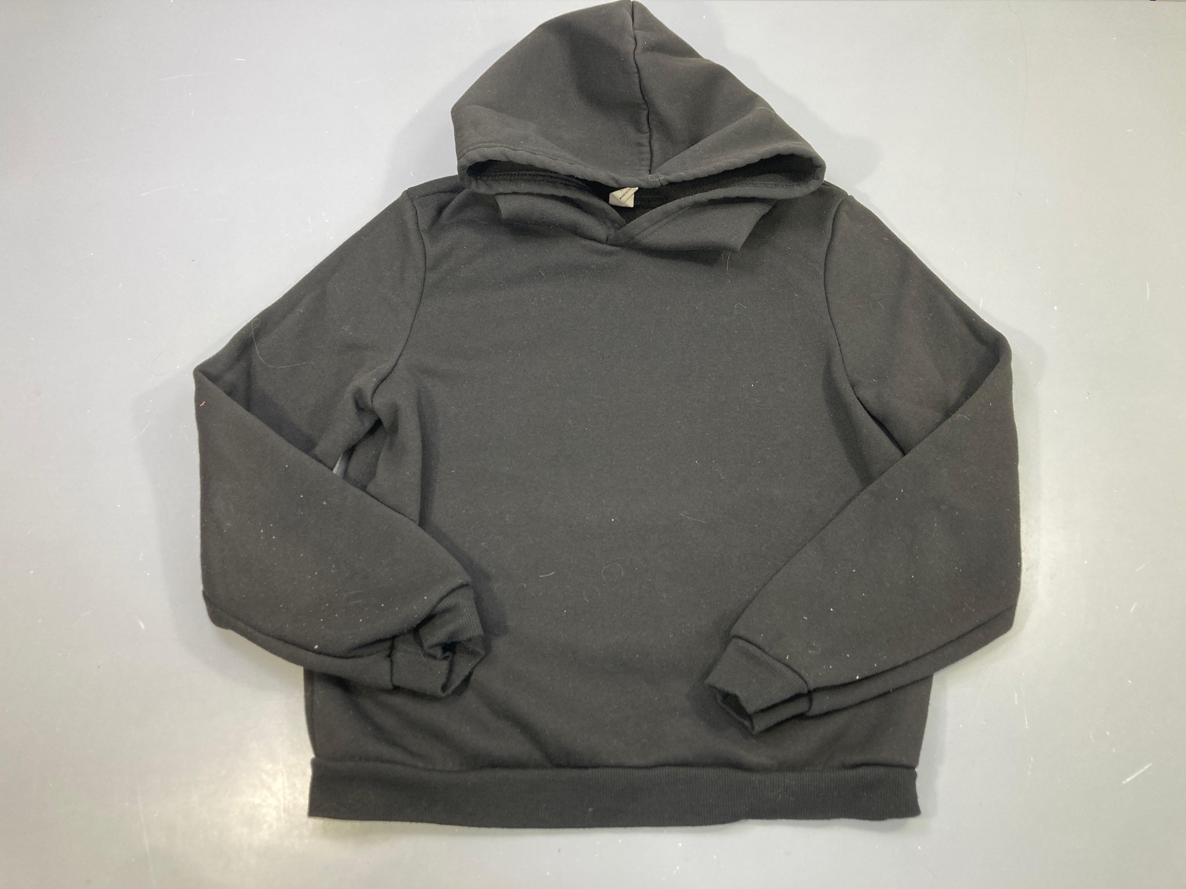 Sweat capuche noir uni, molleton