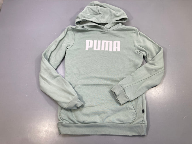Sweat capuche vert menthe logo blanc, poche kangourou, moins cher chez Petit Kiwi