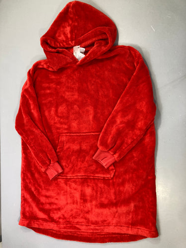 Poncho oversize rouge polaire, poche kangourou, moins cher chez Petit Kiwi