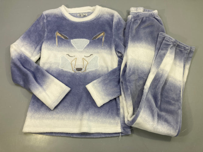 Pyjama 2pcs polaire bleu et blanc dégradé, renard brodé, Odrey, moins cher chez Petit Kiwi