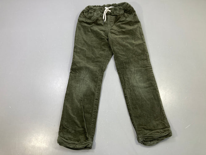 Pantalon kaki velours côtelé doublé jersey, taille élastique à cordon, moins cher chez Petit Kiwi