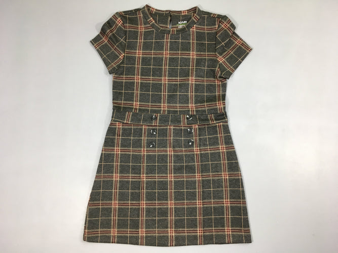 Robe m.c gris à carreaux vieux rose-bordeau, moins cher chez Petit Kiwi