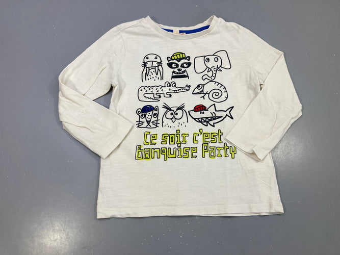 T-shirt m.l blanc flammé animaux « Ce soir c'est banquise party », moins cher chez Petit Kiwi