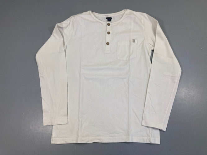 T-shirt m.l blanc col boutonné, un peu bouloché, moins cher chez Petit Kiwi