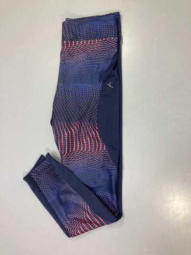 Legging bleu marine motif corail et violet, sport, Domyos, moins cher chez Petit Kiwi