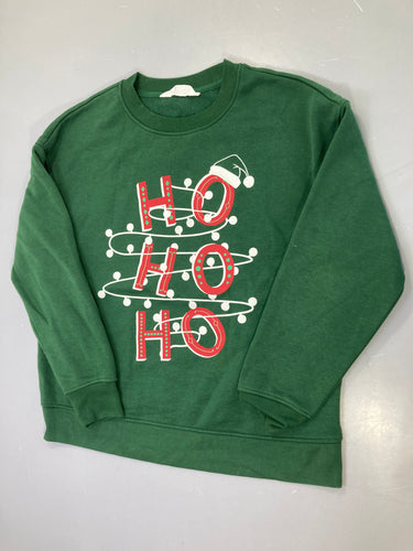 Sweat vert Noël « Ho Ho Ho » guirlande, molleton, moins cher chez Petit Kiwi