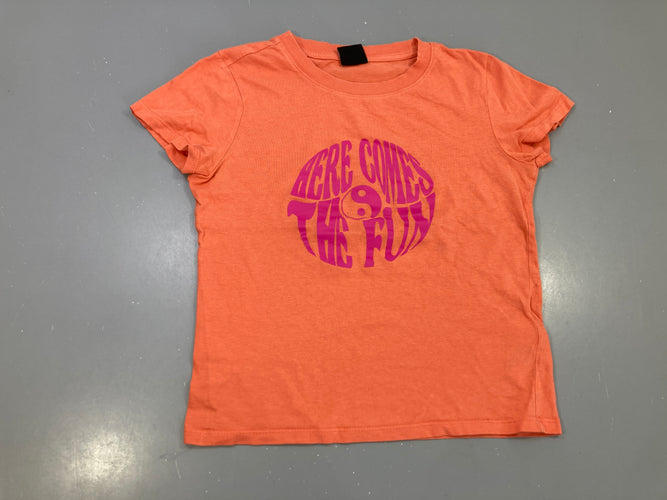 T-shirt m.c orange « Here comes the fun » rose, moins cher chez Petit Kiwi