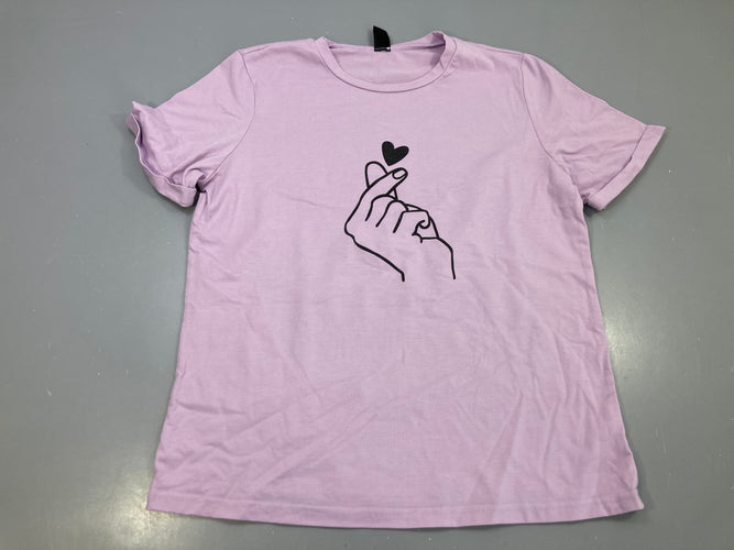 T-shirt m.c lilas main cœur noir, moins cher chez Petit Kiwi