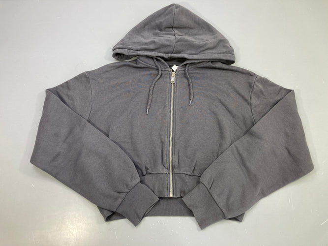 Sweat zippé capuche gris, court, molleton, moins cher chez Petit Kiwi