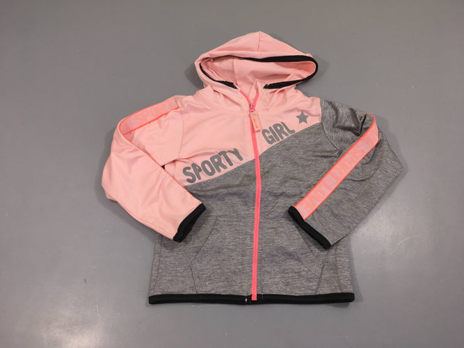 Gilet de sport zippé rose/gris sporty girl à capuche, moins cher chez Petit Kiwi