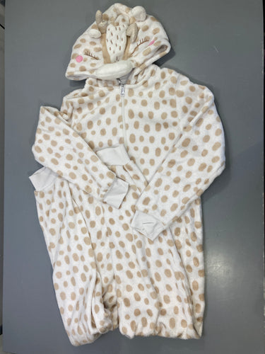 Combinaison polaire écru pois beige pailletés, zippé, capuche faon, moins cher chez Petit Kiwi