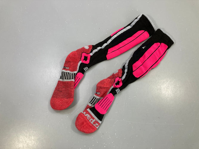 Chaussettes de ski laine noires et rose fluo, Wedze, 35-38, moins cher chez Petit Kiwi