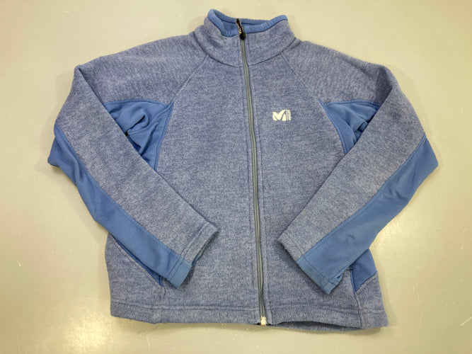 Sweat zippée bleu chiné, polaire, Millet, petite tache arrière manche, bouloché, moins cher chez Petit Kiwi