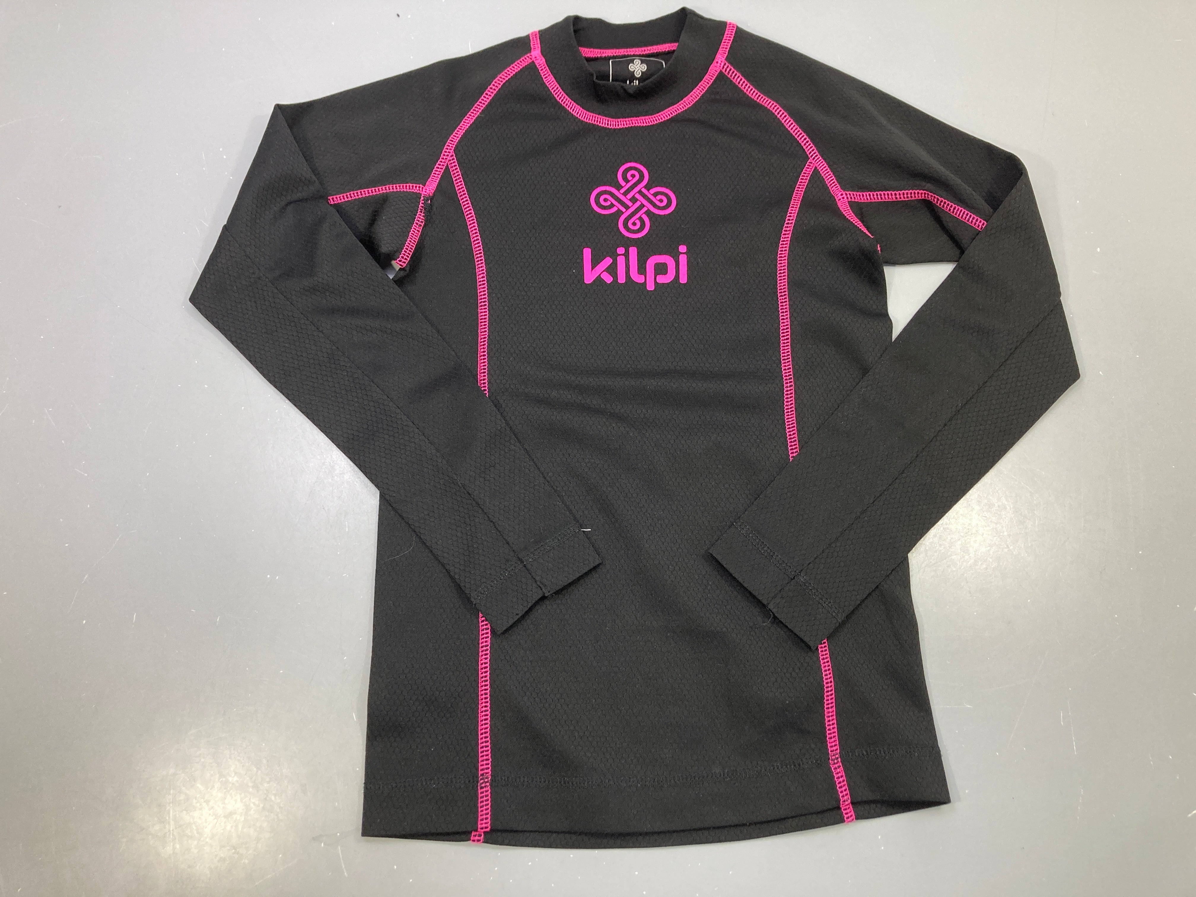 T-shirt m.l noir coutures roses, thermique, Kilpi