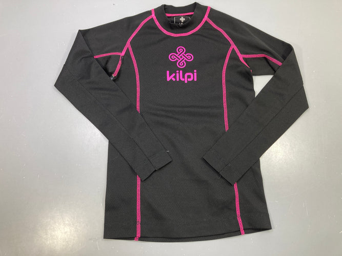 T-shirt m.l noir coutures roses, thermique, Kilpi, moins cher chez Petit Kiwi
