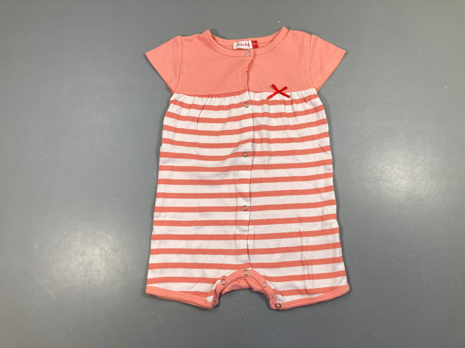 Combishort jersey m.c saumon rayé blanc noeud, moins cher chez Petit Kiwi