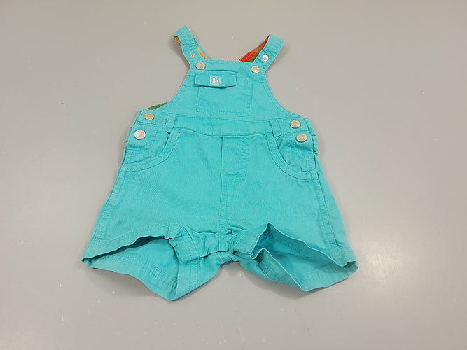 Salopette short bleu turquoise texturé, moins cher chez Petit Kiwi