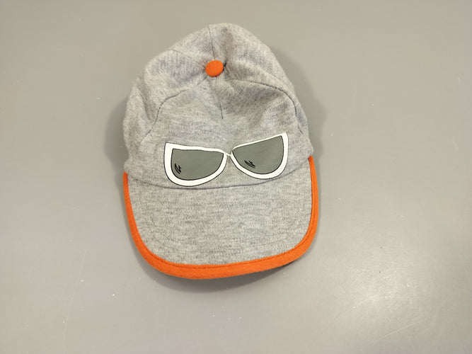 Casquette gris clair flammé, orange. Lunettes -46 cm, moins cher chez Petit Kiwi
