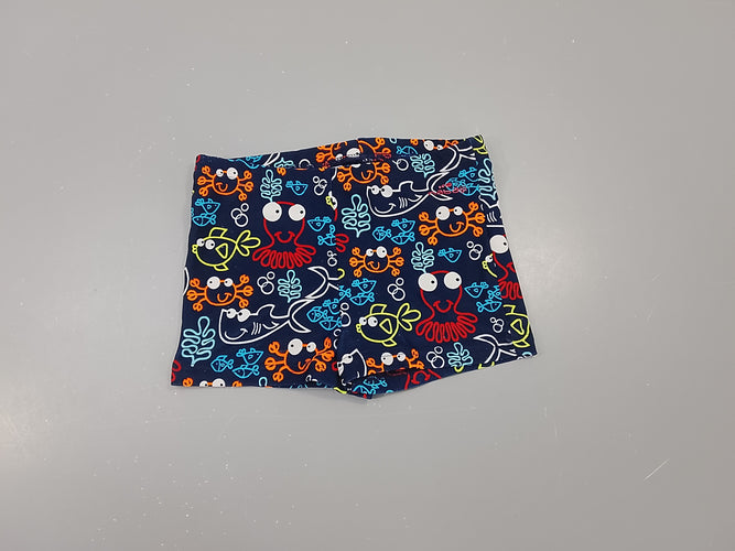 Maillot boxer bleu marine , animaux marin colorés, moins cher chez Petit Kiwi