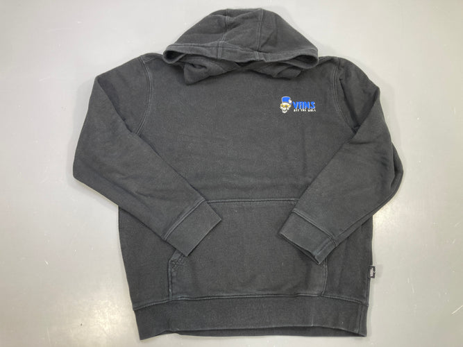Sweat capuche noir logo tête de mort, poche kangourou, Vans, un peu bouloché, moins cher chez Petit Kiwi
