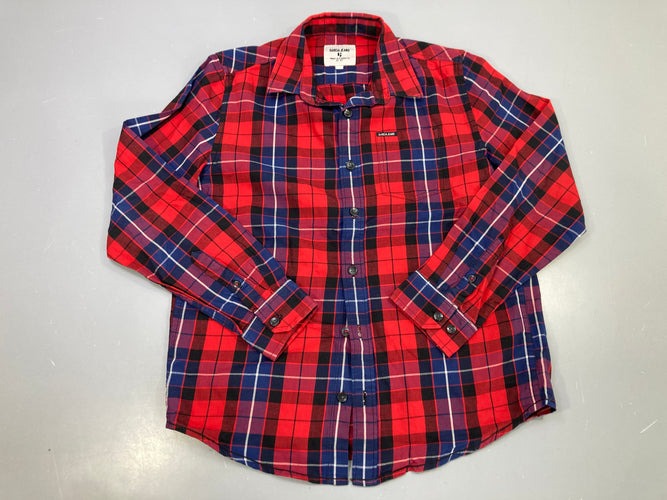 Chemise m.l rouge et bleu marine à carreaux, dos avec texte, moins cher chez Petit Kiwi