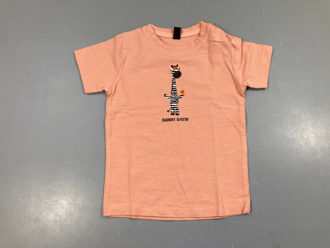 T-shirt m.c rose zèbre, moins cher chez Petit Kiwi